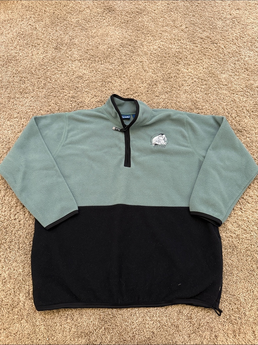 Vintage Women’s XL Disney Eeyore Half-Zip Fleece Pullover - Sage Green/Black